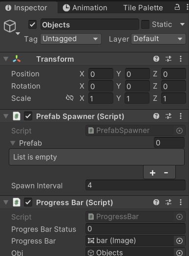 Скрипт создания объектов